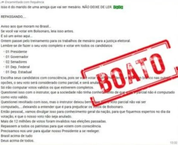 É falso que voto em branco ou nulo para outros cargos anule voto para presidente