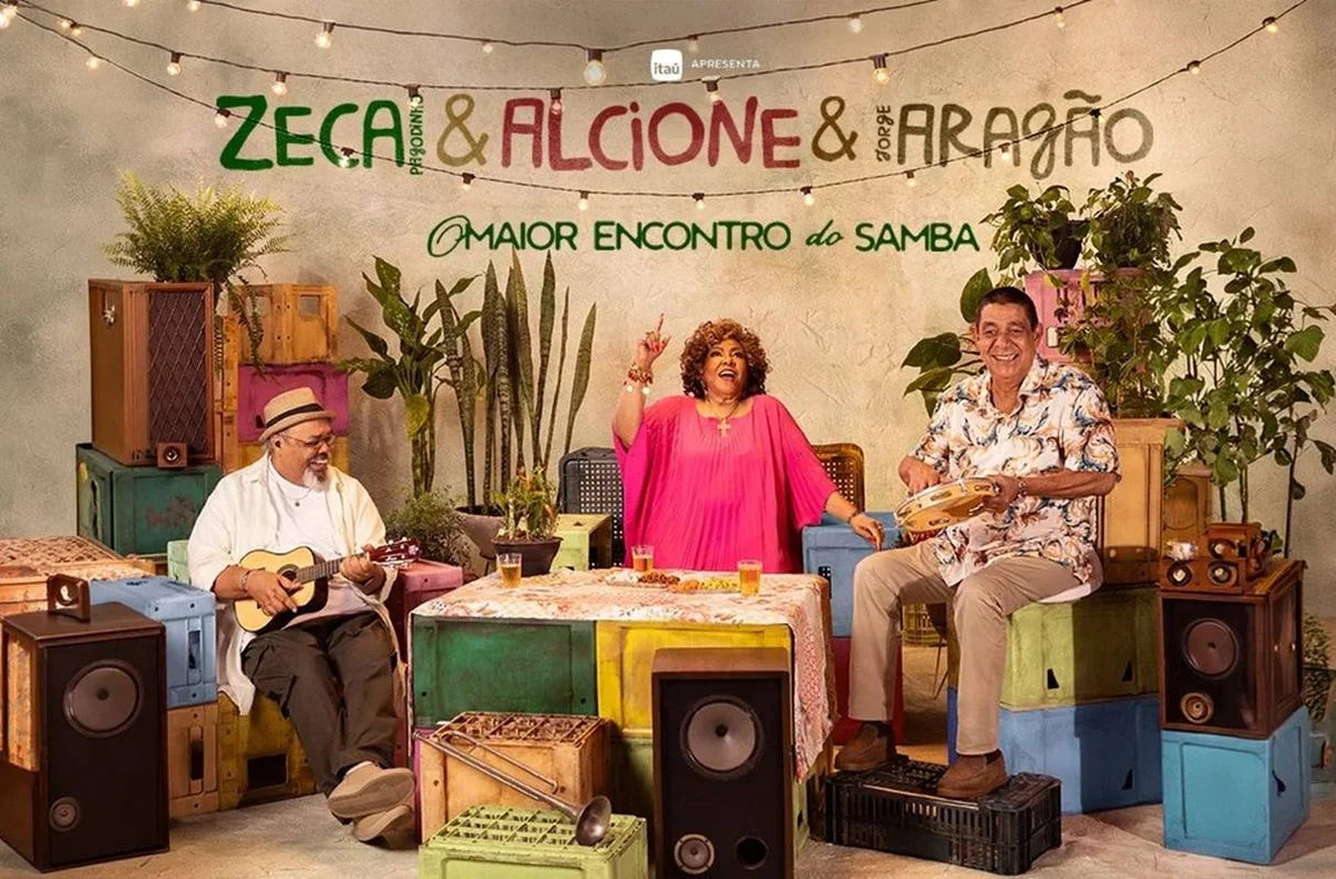 Alcione, Zeca e Jorge Aragão celebram encontro no palco: 'Somos família'