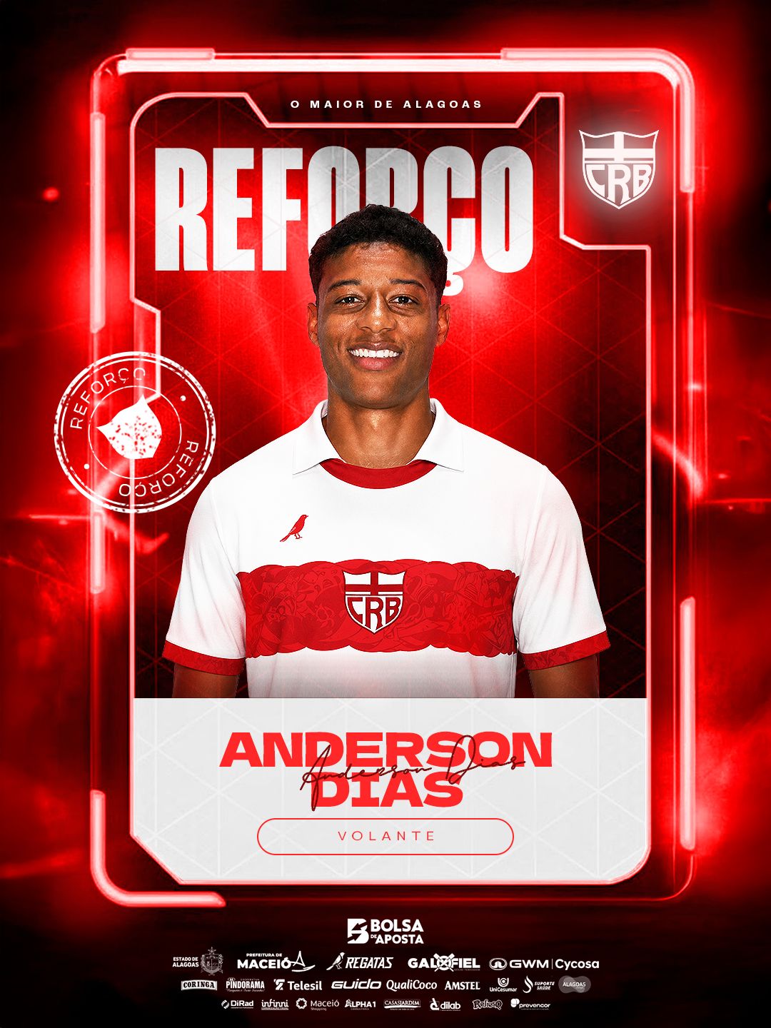 CRB anuncia volante Anderson Dias como novo reforço para a sequência da Série B