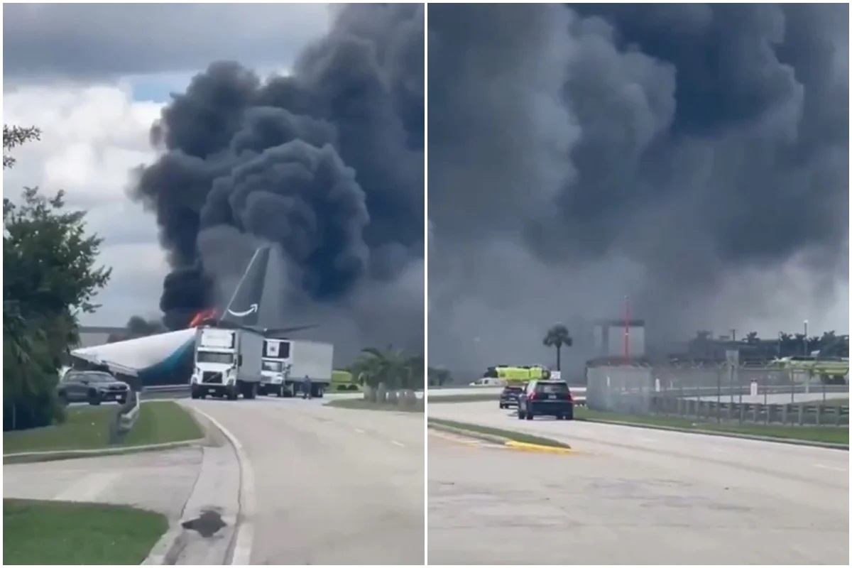 Imagens mostram Boeing da Amazon em chamas em acidente que matou 5 pessoas