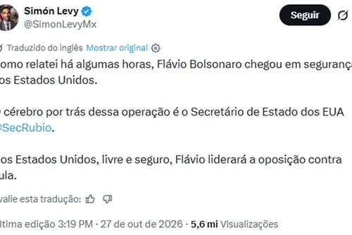 
				Advogado ligado a Trump disse que Flávio Bolsonaro estava nos EUA desde 3ª
			
			