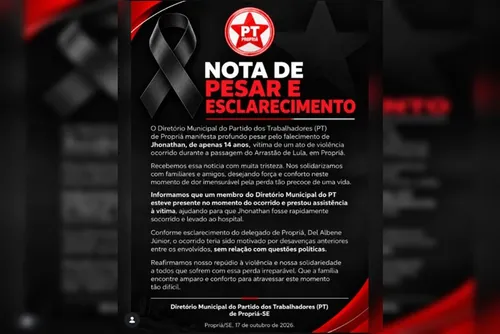 
				Jovem de 14 anos morre em ato de apoio a Lula; PT se manifesta nas redes
			
			