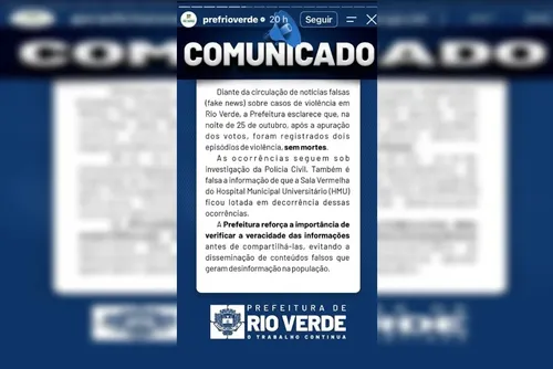 
				Prefeitura desmente fake news sobre 14 mortes em GO após vitória de Lula
			
			