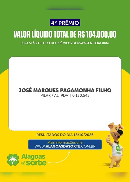 
				Confira os resultados do Alagoas Dá Sorte desse domingo (18/10)
			
			