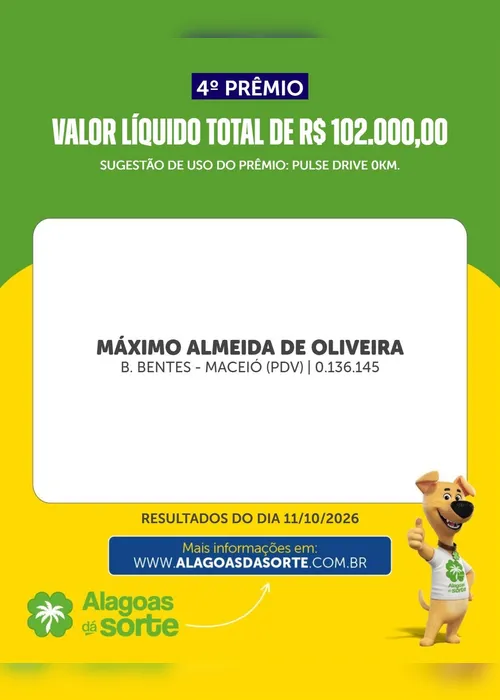 
				Confira os resultados do Alagoas Dá Sorte deste domingo (11/10)
			
			