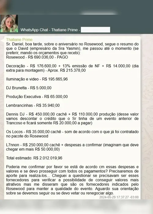 
				Festa de Yasmin Brunet custou R$ 2 milhões a Vorcaro, mas uma despesa fez banqueiro dizer ‘não’
			
			