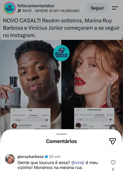 
				Mãe de Marina Ruy Barbosa esclarece suposto affair da atriz com Vini Jr.
			
			