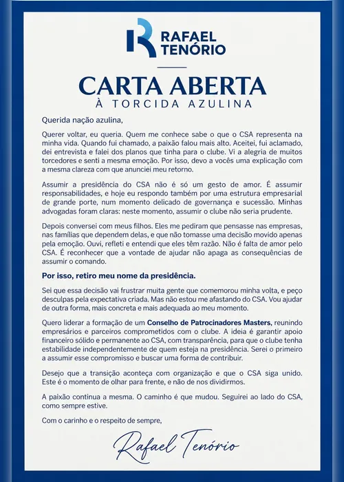 
				Querer, Rafael queria. Mas a razão mudou a rota.
			
			