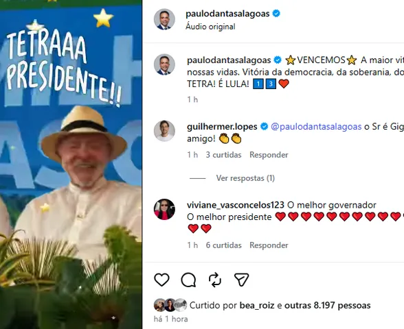 "A maior vitória das nossas vidas”: Paulo Dantas comemora vitória de Lula