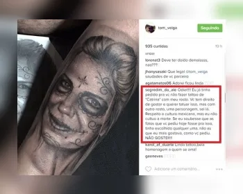 Mulher de Tom Veiga, o Louro José, reprova tattoo com seu rosto feita por ele