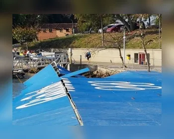 Ventos fortes derrubam principal rampa da Marina da Glória
