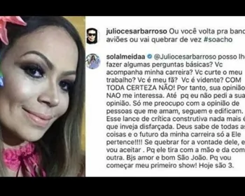 Sol Almeida rebate críticas na web: "Sua opinião não me interessa!"