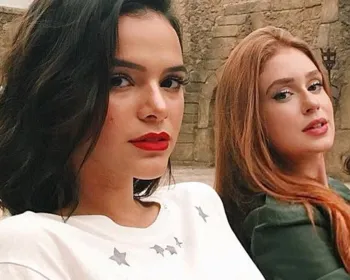 Bruna Marquezine e Marina Ruy posam juntas nos bastidores de novela: 'esquadrão'