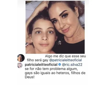 Ex-BBB Patrícia Leitte defende o filho chamado de gay por internauta