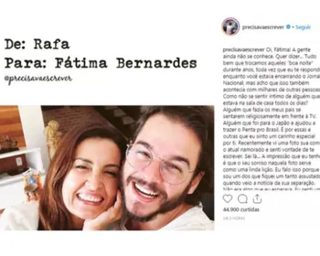 Carta de internauta sobre separação de Fátima Bernardes emociona apresentadora