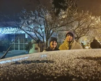 Serra de SC registra neve e amanhecer foi de frio intenso no estado