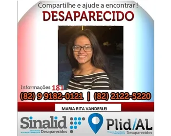 Família pede ajuda para localizar adolescente que desapareceu em Maceió