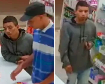 VÍDEO: Câmeras flagram dupla assaltando farmácia na parte alta de Maceió