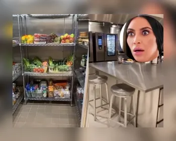 Tamanho da cozinha de Kim Kardashian choca: "Moraria nessa geladeira"