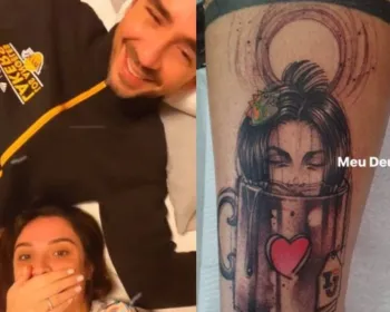 Felipe Andreoli tatua rosto de Rafa Brites pelos 10 anos que eles estão juntos