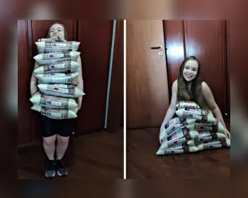 Estudante emagrece 36 kg e doa a mesma quantidade de peso em arroz 