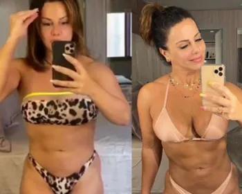 Viviane Araújo mostra antes e depois de um mês de detox para "secar"