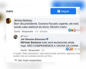 'Não compraremos a vacina da China', diz Bolsonaro em rede social