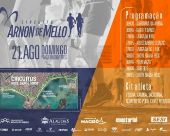 Circuito Arnon de Mello acontece neste domingo (21), em Maceió, com ações sociais e corridas de 5km e 10km