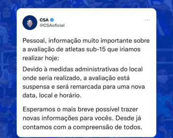 CSA altera data de avaliação de atletas Sub-15 devido a mudanças no local de realização