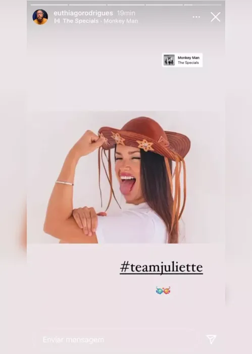 
			
				Após revelar beijo, Juliette ganha apoio de Thiago Rodrigues no paredão
			
			