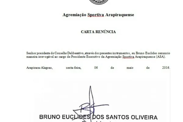 
				
					Bruno Euclides renuncia ao cargo de presidente executivo do ASA
				
				