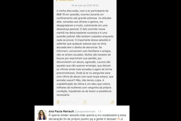 
				
					Ana Paula fala sobre prisão de Laércio: 'Bastante surpresa'
				
				
