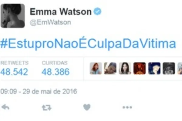 
				
					Emma Watson apoia campanha 'Estupro não é culpa da vítima' na web
				
				