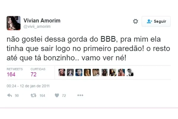 
				
					Paulinha comenta crítica de Vivian Amorim, do 'BBB 17': 'Só posso rir'
				
				