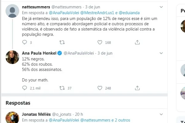 
				
					Ex-jogadora de vôlei Ana Paula é acusada de racismo nas redes sociais
				
				