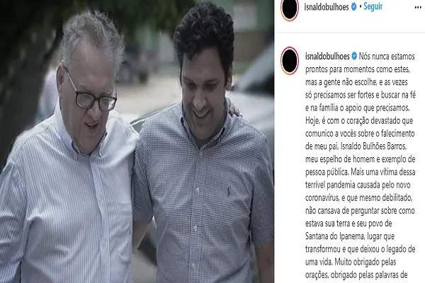 
				
					Morte de Isnaldo Bulhões por coronavírus repercute no meio político 
				
				