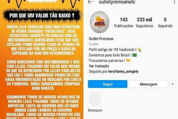 
				
					Golpista usa perfil fake de Carlinhos Maia para 'vender' celulares
				
				