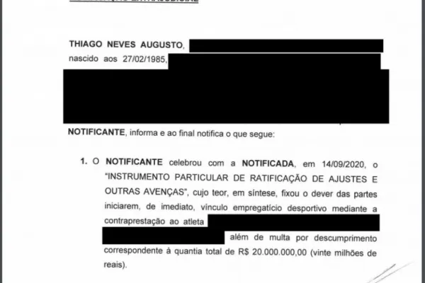 
				
					Thiago Neves notifica Atlético-MG, cobra R$ 20 milhões e pede retratação pública
				
				