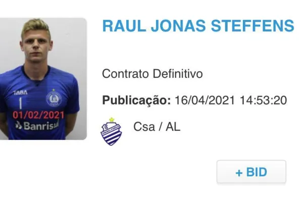 
				
					CSA anuncia a contratação do goleiro Raul, que já está regularizado na CBF
				
				