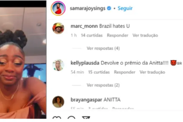 
				
					Após vencer Anitta, Joy tem perfil invadido por ofensas de brasileiros
				
				