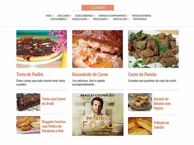 A nova página do canal Culinária