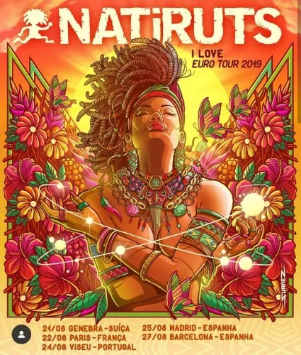 Cartaz de divulgação da turnê do Natiruts pela Europa