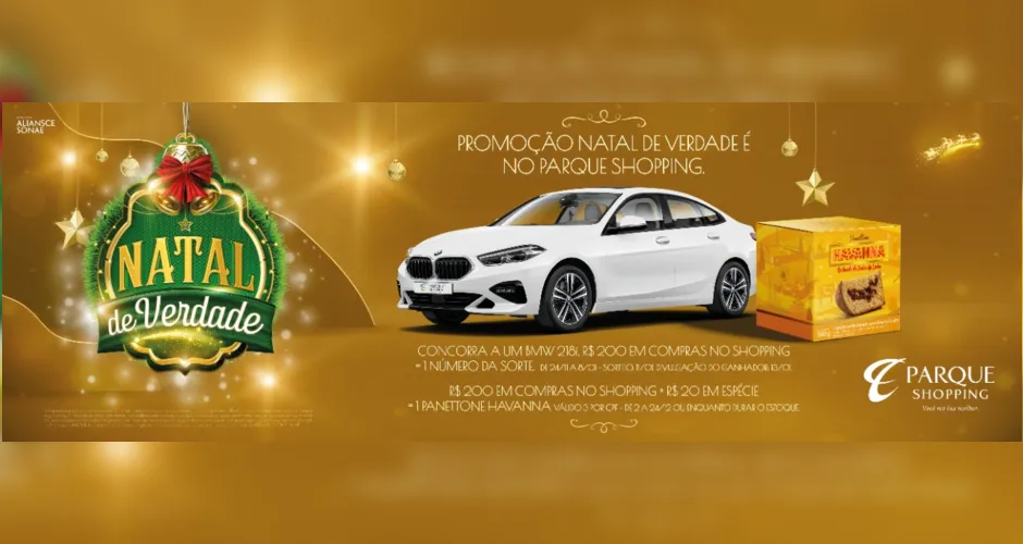 Imagem ilustrativa da imagem Natal do Parque Shopping sorteia BMW 0Km e presenteia clientes com Panetone Havanna