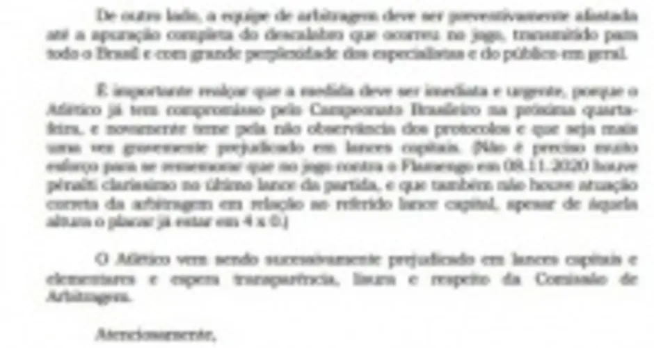 Imagem ilustrativa da imagem Em ofício à CBF, Atlético-MG cita "escândalo" na arbitragem