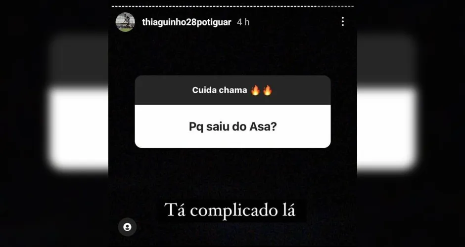 Thiago Potiguar respondeu a um torcedor sobre sua saída do ASA