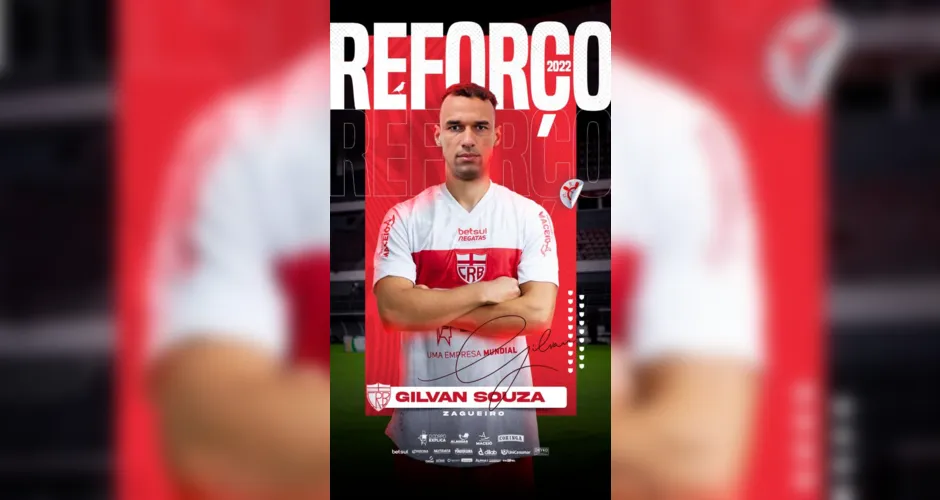 Zagueiro Gilvan Souza foi anunciado na tarde deste sábado (25). Souza defendeu o Botafogo na Série B de 2021