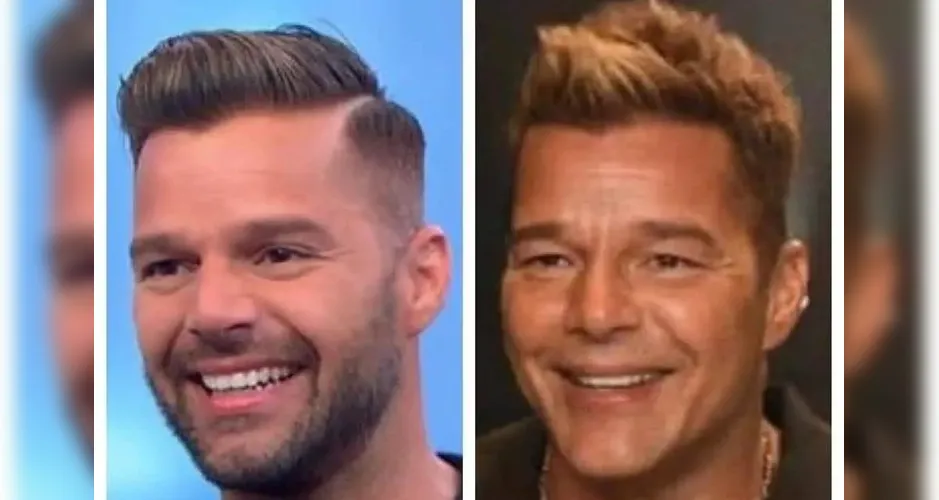 Marcos Mion se choca com novo rosto de Ricky Martin