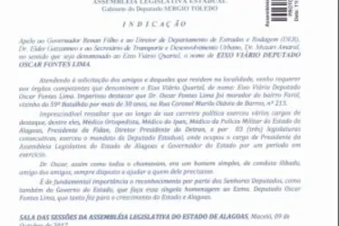 
			
				Eixo Viário será batizado com nome do deputado Oscar Fontes Lima
			
			