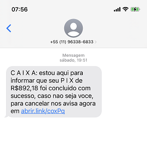Cuidado com golpes via SMS!