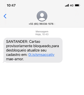 Cuidado com golpes via SMS!